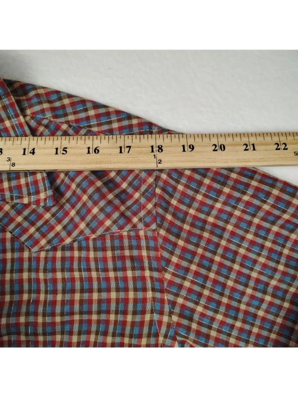 Vintage 70's Western Pearl Snap Wrangler Shirt Mens 16.5 33 - Picture 7 of 8